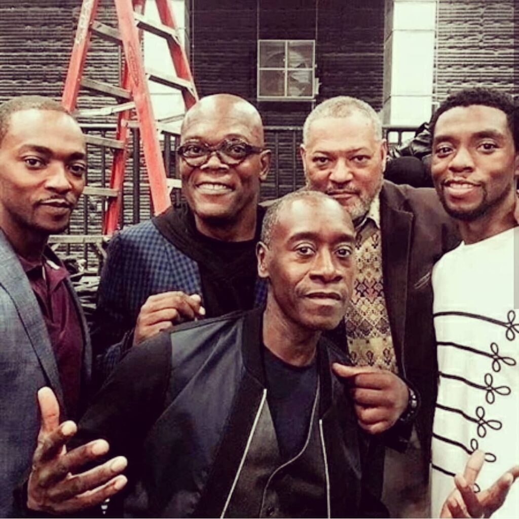 Awesome group selfie of the black actors from the TheAvengers Great job guys.