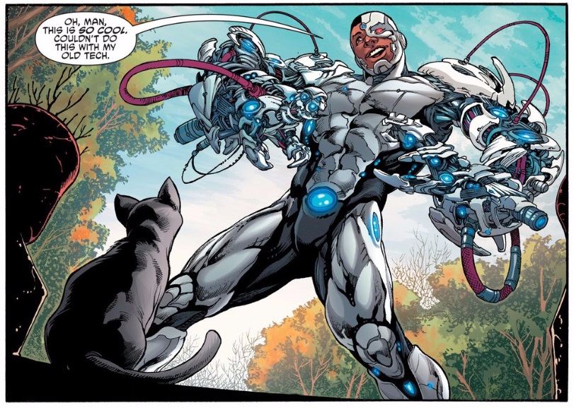 cyborg discovers powers in the most boring way possible