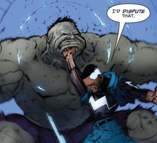 blue marvel punches the hulk